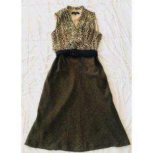 Evan Picone Leopard and Green Dress